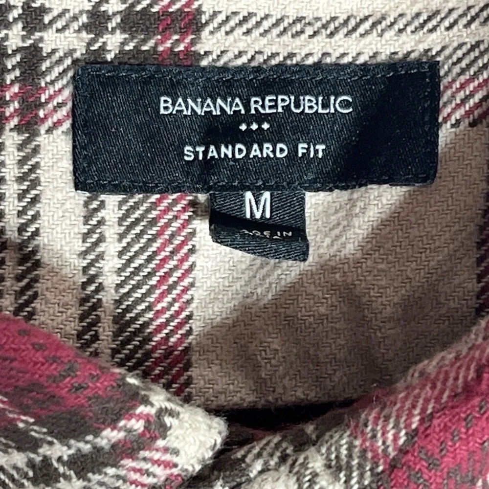 Banana Republic Men's M Heavyweight Shadow Plaid Flannel, Burgundy & Olive EUC